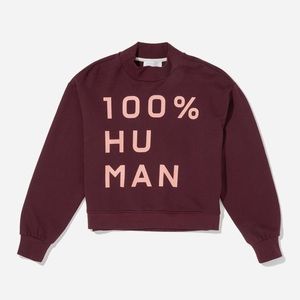 100% Human Graphic Crewneck Sweatshirt - Burgundy/Pink